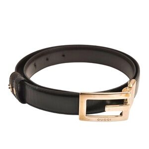 Gucci Black Leather Belt with Gold Buckle